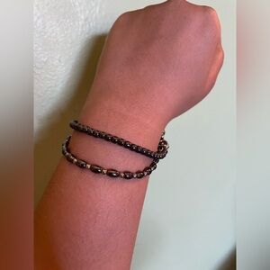 Elegant Black Beaded Bracelet Set